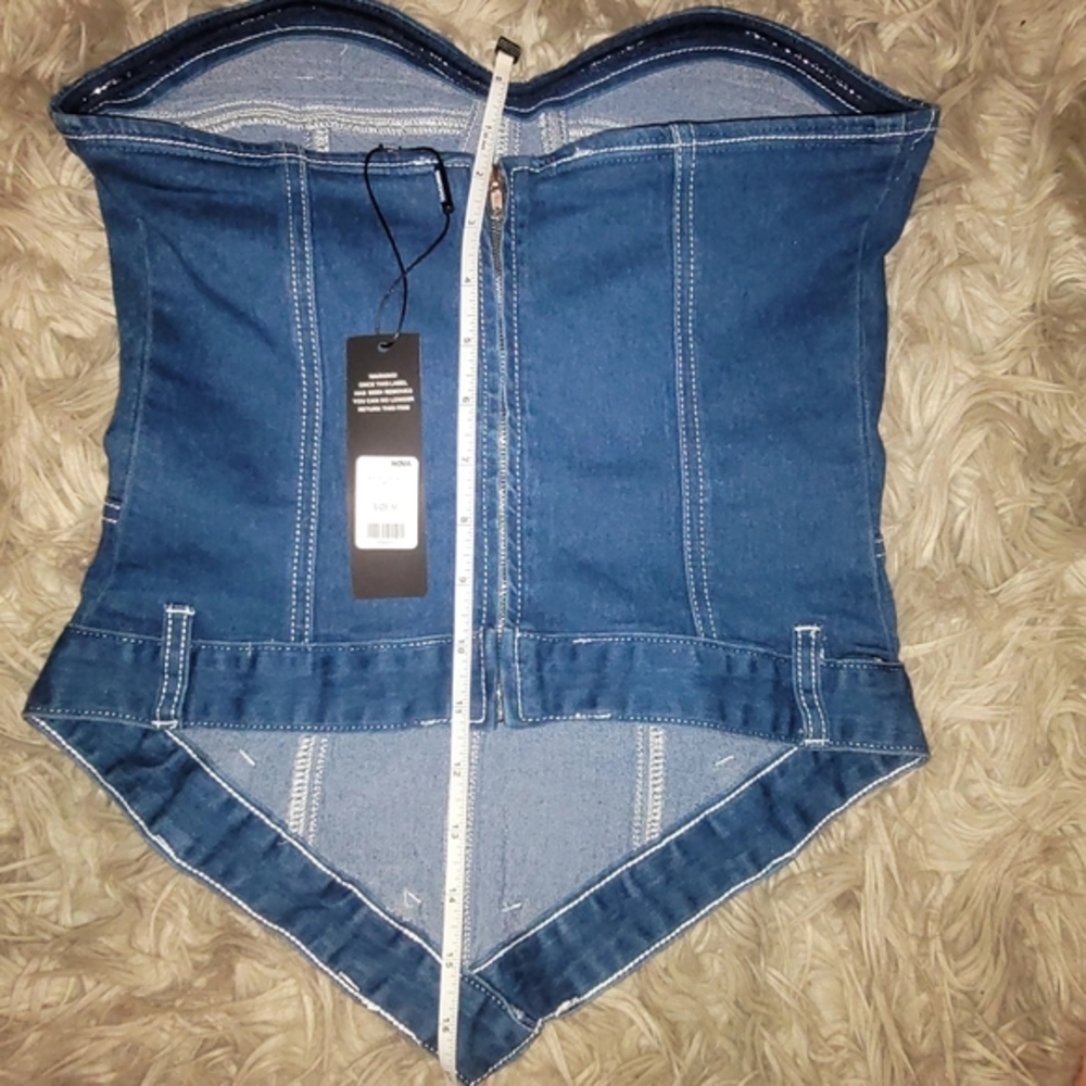 Fashion‎ Nova Tensions High Denim Corset Top Sz Med BNWT - Picture 6 of 6
